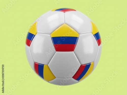 Soccer ball with colombia flag pattern