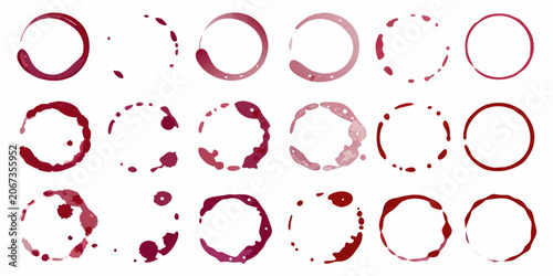 Bild auf Leinwand Circular Stain Collection On White Background Isolated Elements