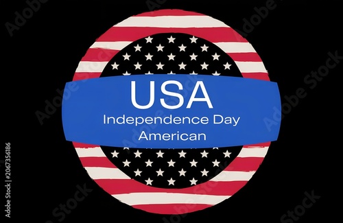 USA Independence Day badge with American flag pattern