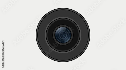 Front view of a professional camera lens optic.