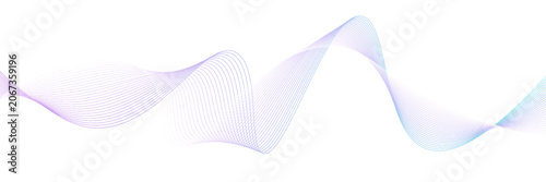 Flowing particles wave pattern, blue and purple gradient color isolated on white background. Vector in concept of AI technology, science, music, modern.