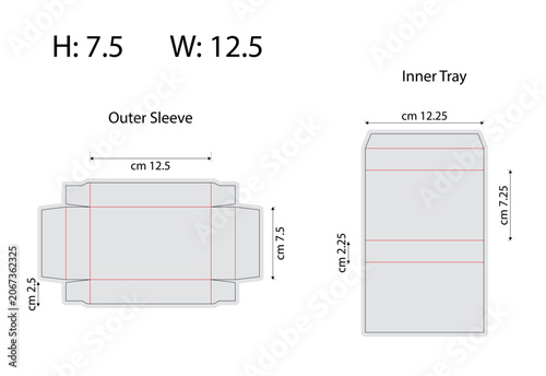 Schilderij op canvas Sliding Sleeve Box Packaging Template with Inner Drawer Tray Mockup