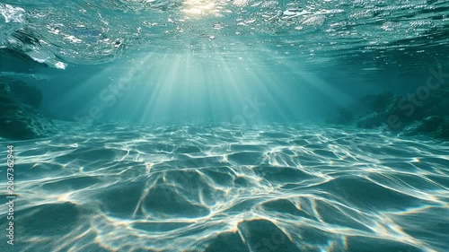 Underwater Sunlight God Rays and Caustics Shimmering on Ocean Floor Loop
