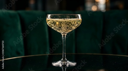 Champagne glass, wine drink, luxury table setting, evening cocktail