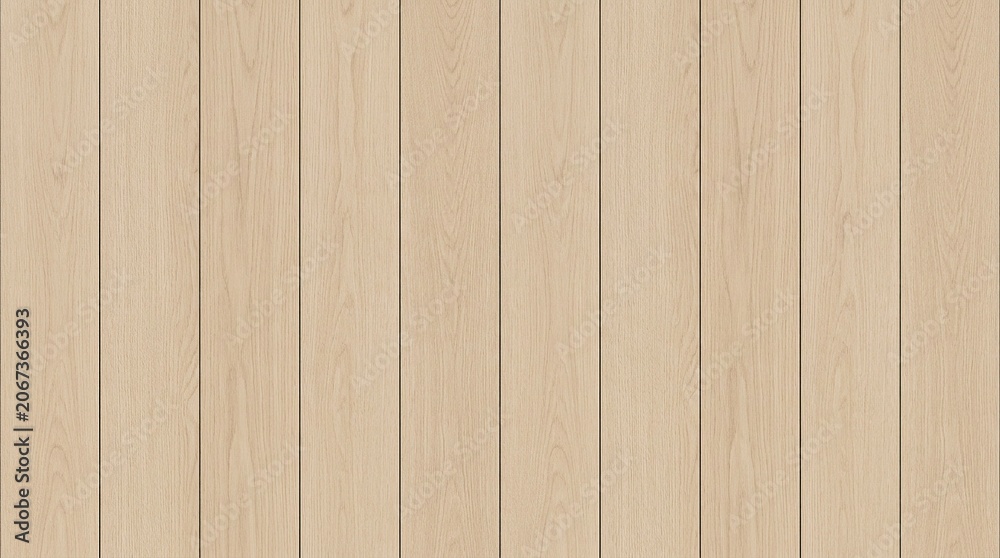 Obraz premium Light oak wood texture background, vertical timber planks surface, natural beige wooden paneling for interior design and architectural visualization
