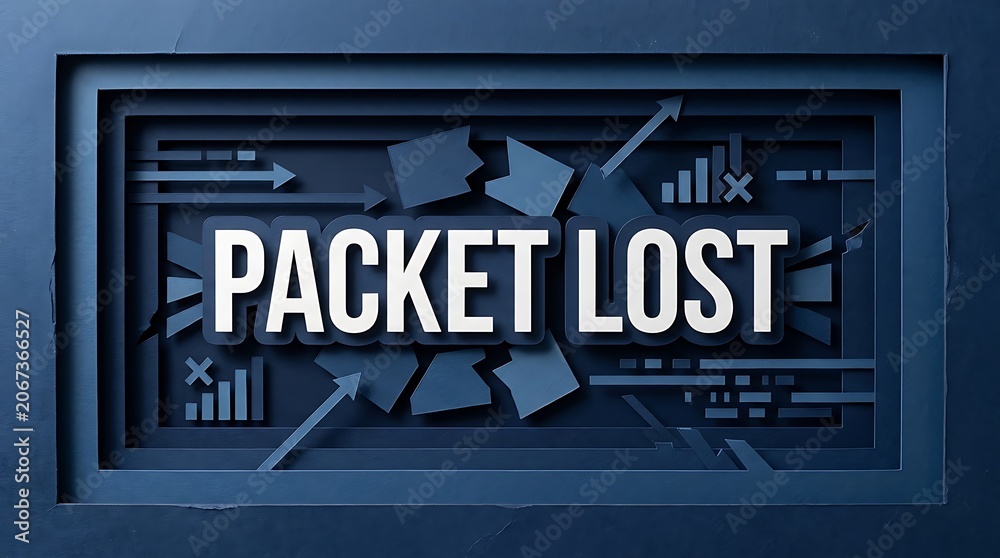 Obraz premium Packet lost text sign with abstract digital data network graphics on blue background.