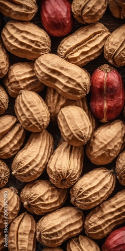 Peanuts as food background. Top view flat lay