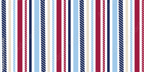 Fotografía A classic nautical rope stripe pattern in navy and red for a yacht-style design