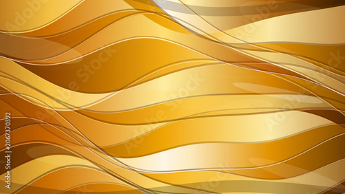 Schilderij op canvas Abstract golden wavy background with flowing smooth curves and subtle highlights, elegant and luxurious design element