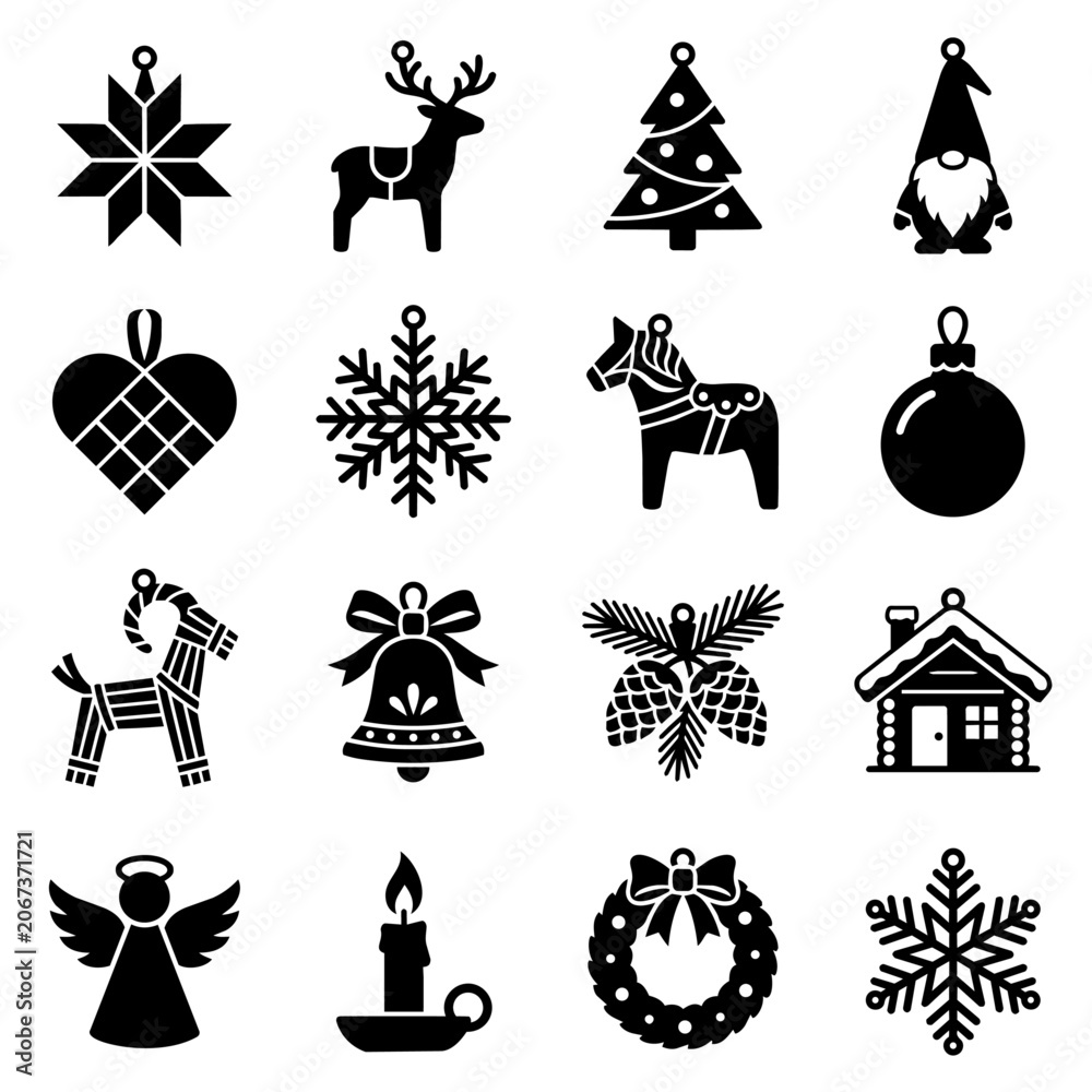 Fototapeta premium Christmas icons vector flat design set