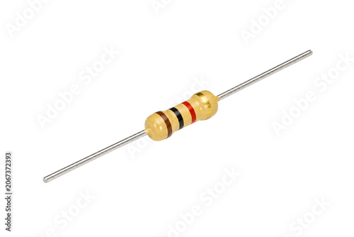 Electronic resistor component on white background
