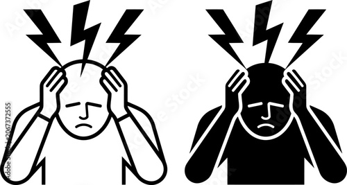 Foto Headache icon set, person suffering from head pain, migraine symbol, vector illu