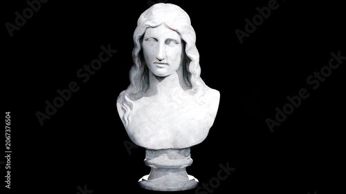 Historical Sculpture of Bust of a Barbarian Woman Black Background