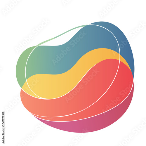Abstract fluid shape with gradient colors and white outline