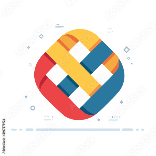 Abstract interlocking shapes in flat design style
