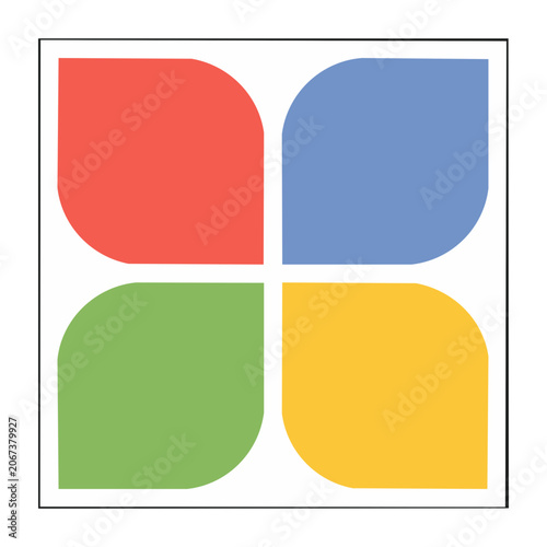 Abstract four petal shape icon in red, blue, green, and yellow