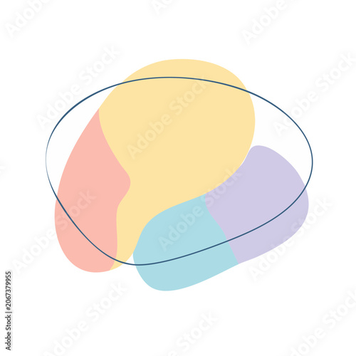 Abstract organic shapes with pastel colors and outline