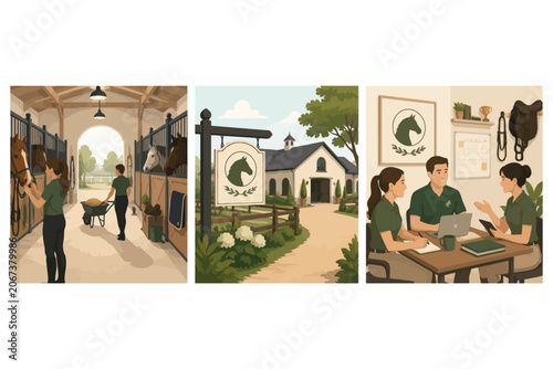 Bild auf Leinwand Vsai equestrian business managing horse care and stable operations