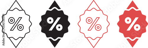 Fotografía Percentage discount icon set featuring sale tags, price reduction symbols, special offer badges and promotional savings icons for retail, ecommerce and marketing designs