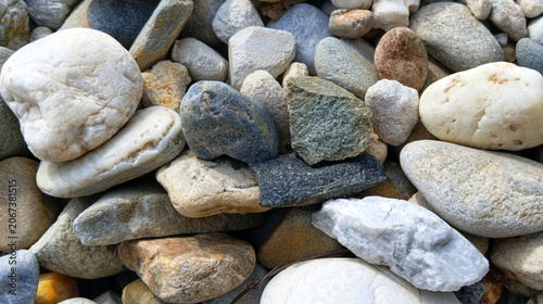Cuadro en lienzo Random distribution of coarse river gravel, providing a authentic, highly dense,