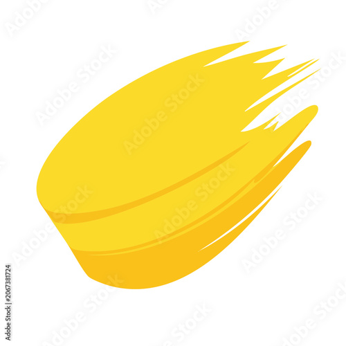 Yellow brush stroke on transparent background