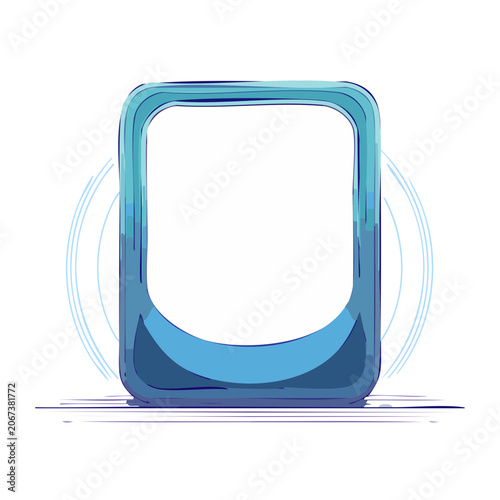 Abstract blue rounded square shape with concentric circles