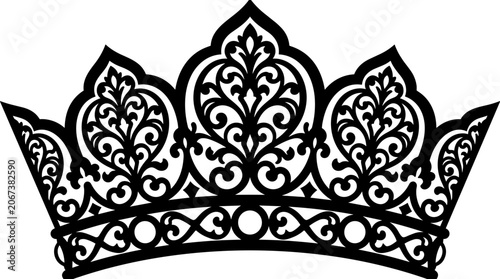Intricate Black Crown Silhouette with Ornate Details.