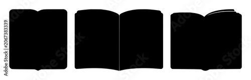 Photos Dictionary book set with solid black icon on white background featuring book, di