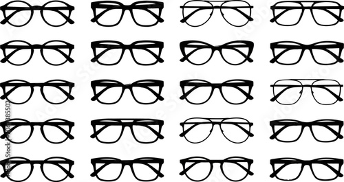 Obraz na płótnie Set of various black eyeglasses frames