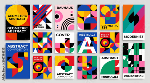 Fotografía Mega collection set of abstract geometric posters featuring bold colors minimali