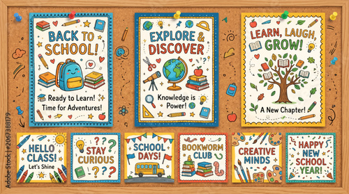 Photos Educational School Bulletin Board Poster Collection Featuring Inspirational Back