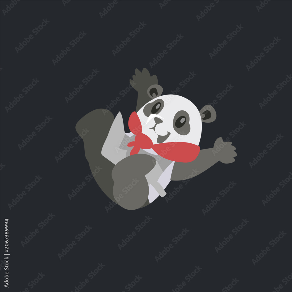 Naklejka premium Illustration of a Happy Panda Wearing a Scarf and jumping