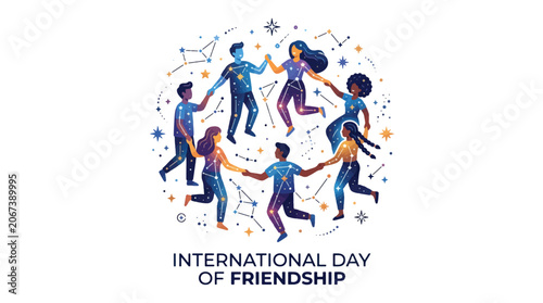 A festive gathering of people in a celebratory setting with International Day of Friendship and Friendship Day and People and Culture