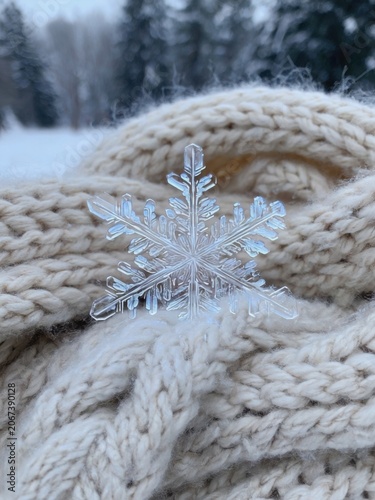 Snowflake Decoration On Cream Knit Scarf