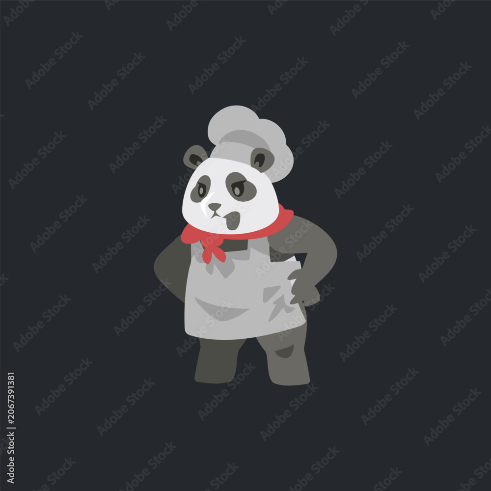 Fototapeta premium Panda Chef Angry Character Illustration