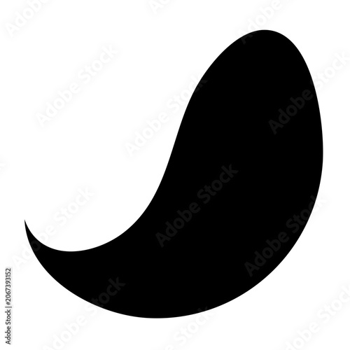Black abstract shape on white background