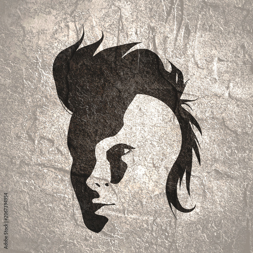 Quadro su tela Young woman face half turn view in low key style