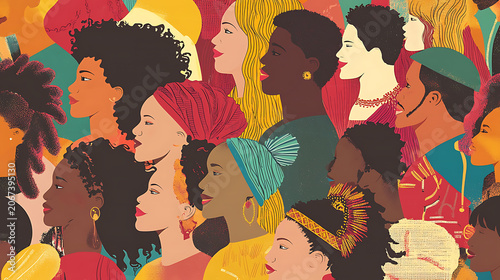 Diverse Group of Women in Profile View.