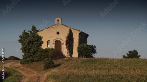 Chapel Notre Dame de Sante at Entrevennes village, Plateau Valensole, Alpes de Haute Provence in southeastern France.