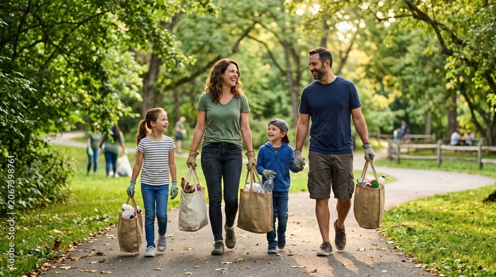 Obraz premium Family After Park Cleanup