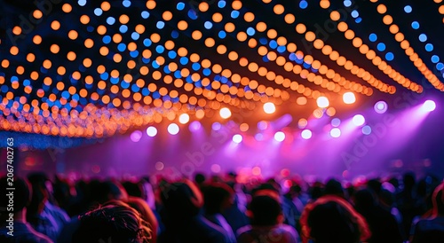 Blurred lights and crowd at a vibrant, atmospheric event
