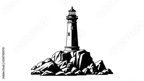 Canvastavla Lighthouse on Rocky Shore: A striking lighthouse stands tall on a rugged, rocky outcrop, its beam a beacon of hope against the vast expanse of the ocean, guiding ships safely through stormy seas