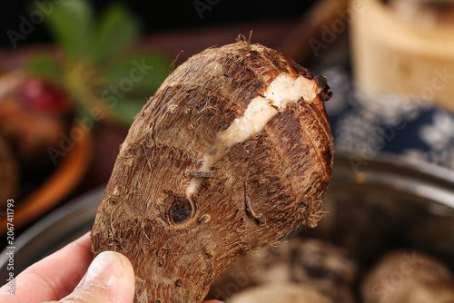 Bild auf Leinwand Fresh Taro Root Bud with Peeled Flesh, Guangxi