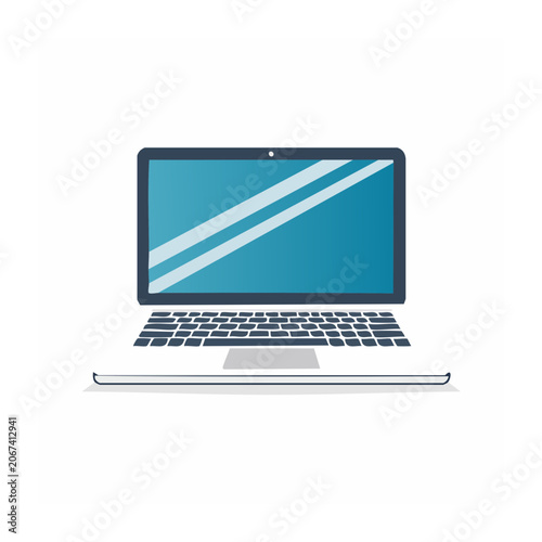 Flat design icon of a modern laptop computer