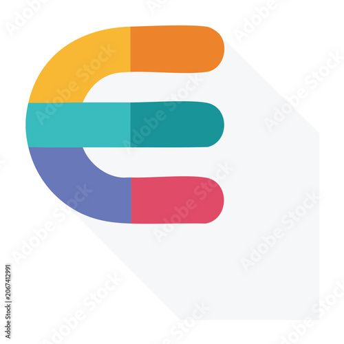 Abstract colorful shape with long shadow