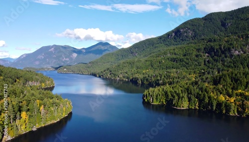 Scenic lake and mountains