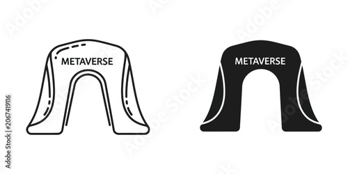 Foto Metaverse archway symbol with draped fabric in outline and solid black styles