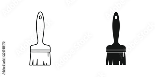 Paintbrush icon in outline and solid fill styles for design projects on white background