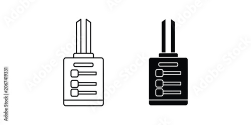 Two padlock icons side by side in outline and solid fill on white background representing security concept