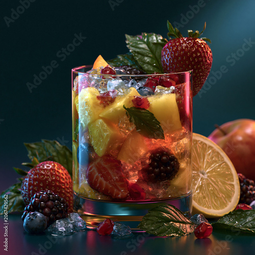 fruit coctail in glass